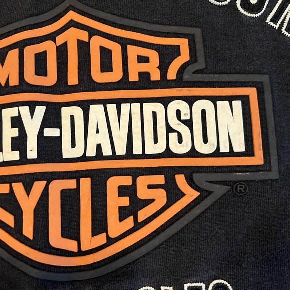Vintage Harley Davidson Sweatshirt Mens XLarge Motorcycles Black Orange V-Neck - Picture 11 of 12